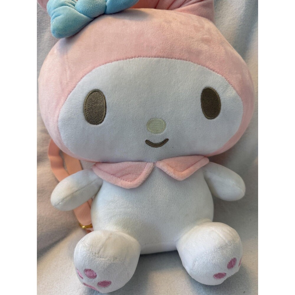 Sanrio My Melody Backpack Girls Small Pink Plush Velour Bow Adjustable Straps - Picture 2 of 9